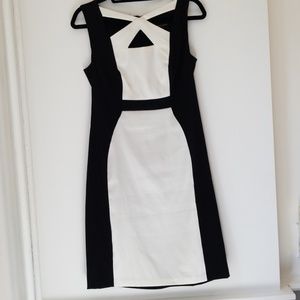Colorblock black and white cocktail dress